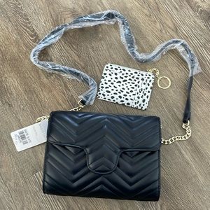 NWT Black Fashion Bag + Key Chain Wallet